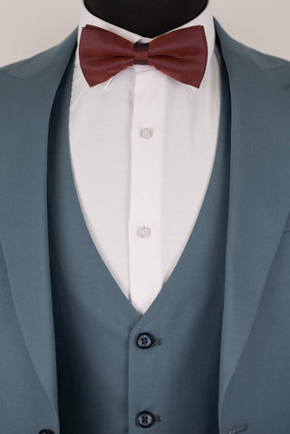 Turquoise blue Quesste slim fit suit with a vest