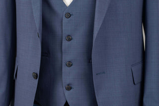 Blue Quesste slim fit suit with a vest