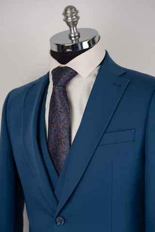 Blue Quesste slim fit suit with a double-breasted vest