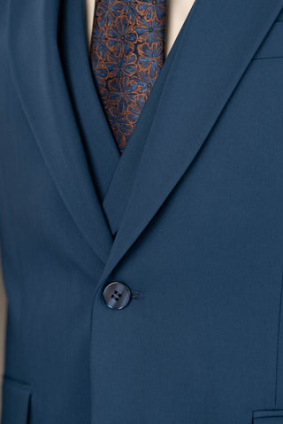 Blue Quesste slim fit suit with a double-breasted vest
