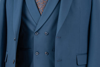 Blue Quesste slim fit suit with a double-breasted vest