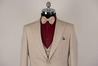 Beige Quesste slim fit suit with a vest