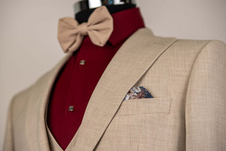 Beige Quesste slim fit suit with a vest