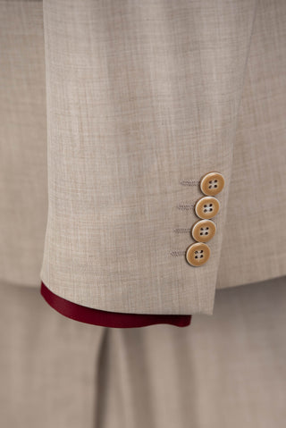 Beige Quesste slim fit suit with a vest