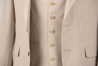 Beige Quesste slim fit suit with a vest