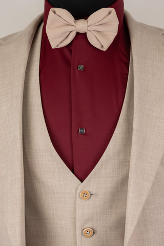 Beige Quesste slim fit suit with a vest