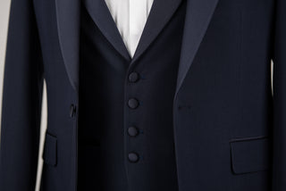 Dark blue Quesste extended tuxedo with satin lapels