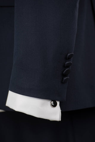 Dark blue Quesste extended tuxedo with satin lapels