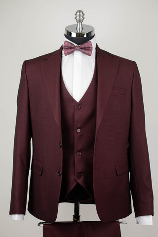 Tumši bordo Azzaro slim fit uzvalks ar vesti