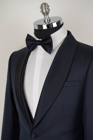 Dark blue Quesste extended tuxedo with satin lapels