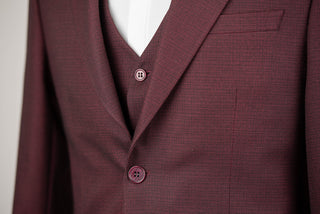 Tumši bordo Azzaro slim fit uzvalks ar vesti