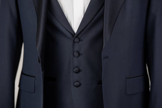 Dark blue Quesste extended tuxedo with satin lapels