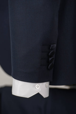 Dark blue Quesste extended tuxedo with satin lapels