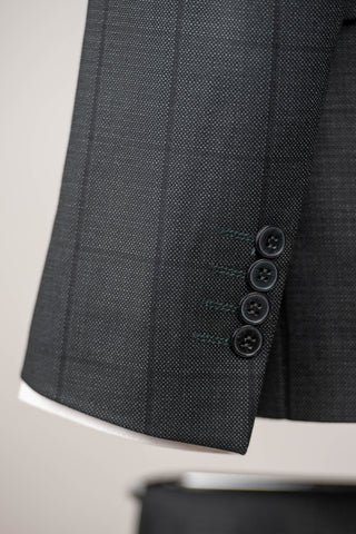 Tumši zaļš Azzaro slim fit uzvalks ar vesti un rūtainu rakstu