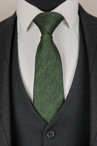 Tumši zaļš Azzaro slim fit uzvalks ar vesti un rūtainu rakstu