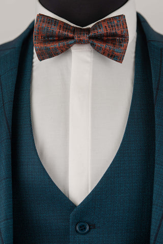 Tumši tirkīzzils Azzaro slim fit uzvalks ar vesti un rūtainu rakstu