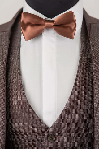 Brūns Azzaro slim fit uzvalks ar vesti un rūtainu rakstu