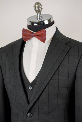 Tumši zaļš Azzaro slim fit uzvalks ar vesti un rūtainu rakstu