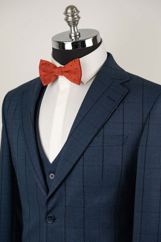 Zils Azzaro slim fit uzvalks ar vesti un rūtainu rakstu