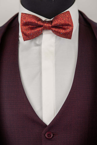 Tumši bordo Azzaro slim fit uzvalks ar vesti un rūtainu rakstu