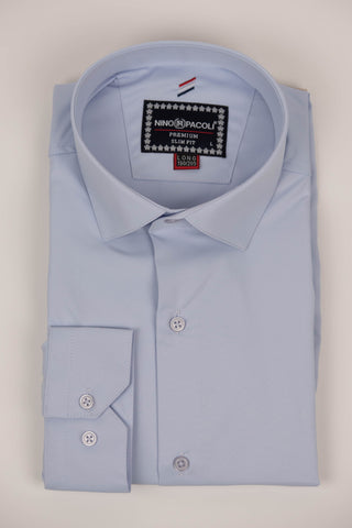 Light blue Nino Pacoli easy-iron, low-wrinkle extended shirt