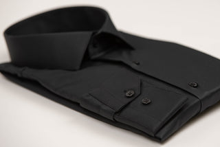 Black Nino Pacoli easy-iron, low-wrinkle extended shirt