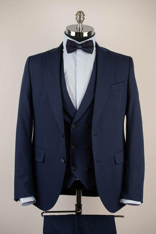 Tumši zils Quesste slim fit uzvalks ar divrindu pogu vesti