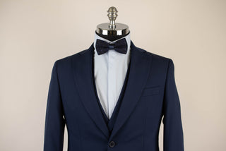 Dark blue Quesste slim fit suit with a double-breasted vest