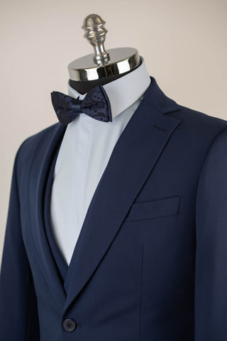 Dark blue Quesste slim fit suit with a double-breasted vest