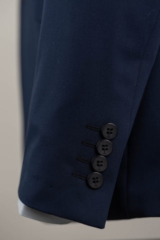 Dark blue Quesste slim fit suit with a double-breasted vest