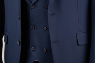 Dark blue Quesste slim fit suit with a double-breasted vest