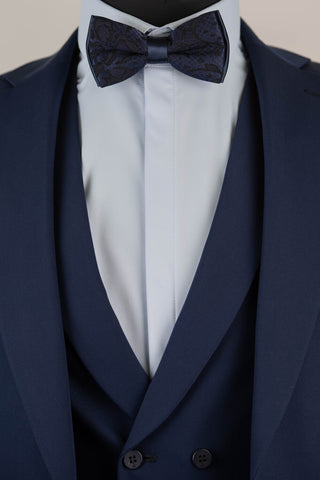 Dark blue Quesste slim fit suit with a double-breasted vest