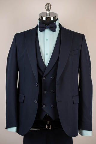 Tumši zils Quesste slim fit uzvalks ar divrindu pogu vesti