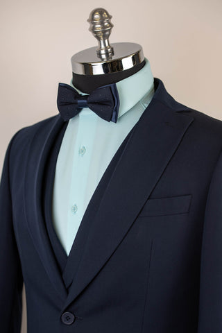 Dark blue Quesste slim fit suit with a double-breasted vest