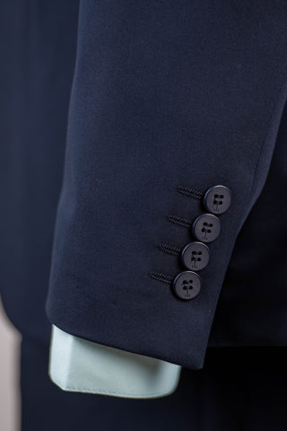 Dark blue Quesste slim fit suit with a double-breasted vest