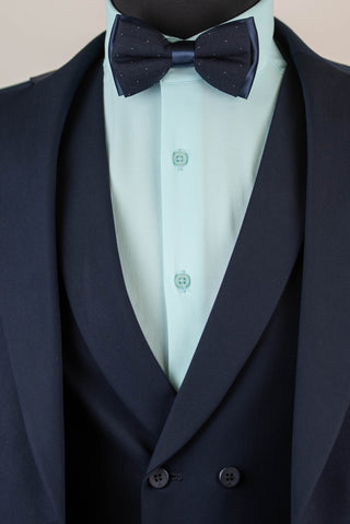 Dark blue Quesste slim fit suit with a double-breasted vest