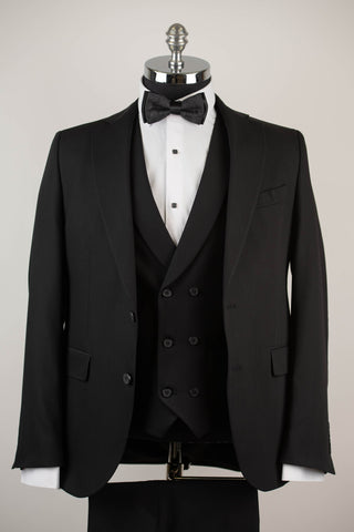 Melns Quesste slim fit uzvalks ar divrindu pogu vesti