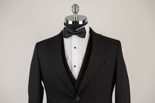 Black Quesste slim fit suit with a double-breasted vest