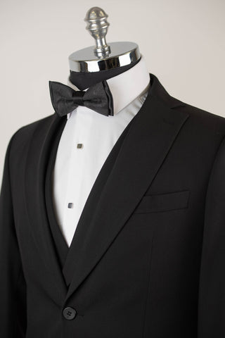 Black Quesste slim fit suit with a double-breasted vest