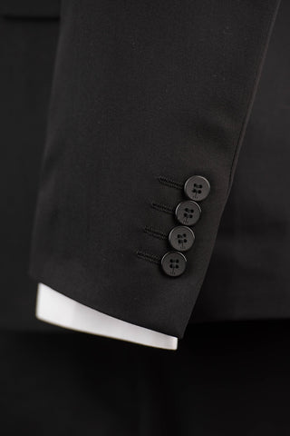 Black Quesste slim fit suit with a double-breasted vest