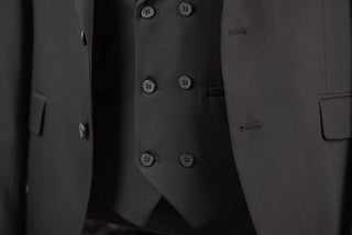 Black Quesste slim fit suit with a double-breasted vest
