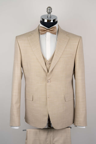 Light beige Moda Vinci slim fit suit with a vest