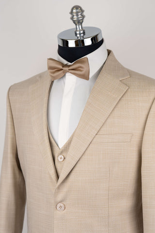Light beige Moda Vinci slim fit suit with a vest