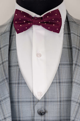 Light grey Azzaro slim fit suit with a vest and a plaid pattern