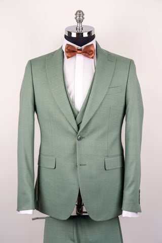 Eucalyptus green Quesste slim fit suit with a double-breasted vest