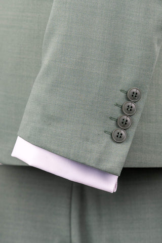 Eucalyptus green Quesste slim fit suit with a double-breasted vest