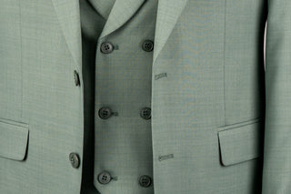 Eucalyptus green Quesste slim fit suit with a double-breasted vest