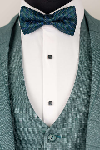 Dark eucalyptus green Moda Vinci slim fit suit with a vest and a plaid pattern