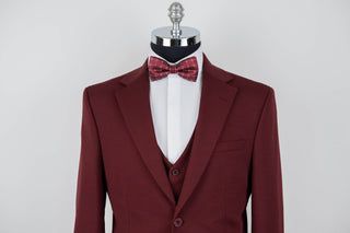 Burgundy Azzaro slim fit suit with a vest