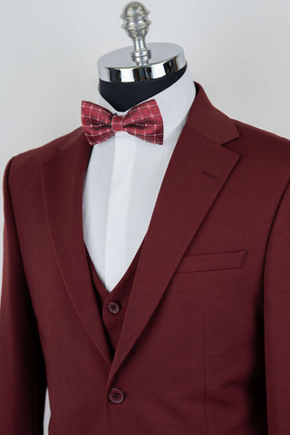 Burgundy Azzaro slim fit suit with a vest